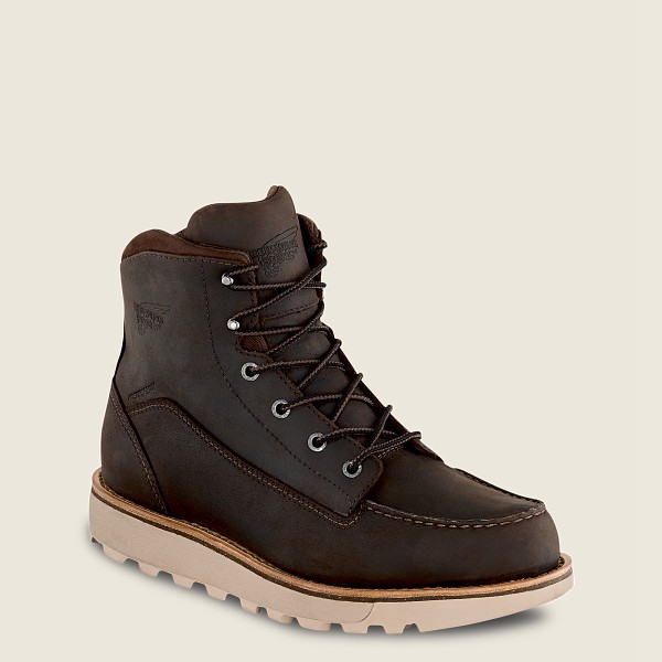 Red Wing Iş Botu Erkek - Traction Tred Lite - 6-Inch Waterproof Soft Toe - Koyu Kahverengi - 64ZVUWC